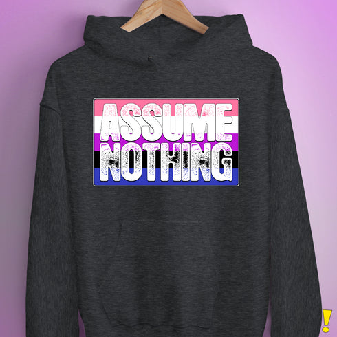 Assume Nothing Genderfluid Pride Flag Hoodie - Dark Grey Heather